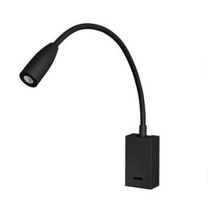 05-2831-05-05V1 – LUMIÈRE DE LECTURE BED RECTANGULAR LED 3.4W BLANC CHAUD – 3000K0K NOIR 100LM