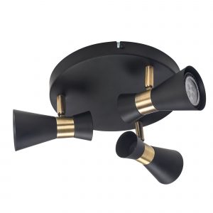 DE-0173-NEG – Plafonnier EUFO TRIPLEX GU10 8 W Noir doré