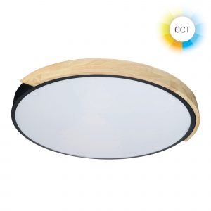 DE-0142-NEG – IP20 PINTA PLAFONNIER ROND Ø600 LED 64W SW 3000-4000-6000K ON-OFF NOIR BOIS CL