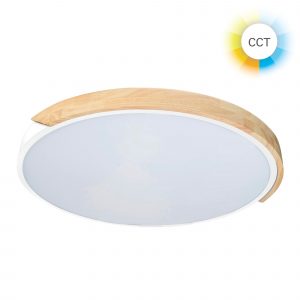 DE-0142-BLA – PLAFONNIER ROND PINTA IP20 Ø600 LED 64W SW 3000-4000-6000K ON-OFF BLANC BOIS C