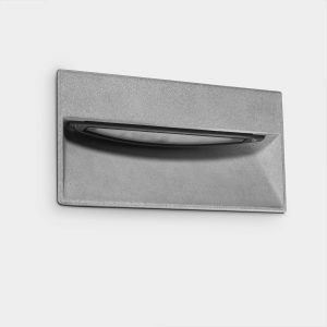 05-E091-DC-CL – EMPOTRABLE DE PARED IP66 ARC LED 9W BLANCO CÁLIDO – 3000K00K ON-OFF CEMENTO 404LM
